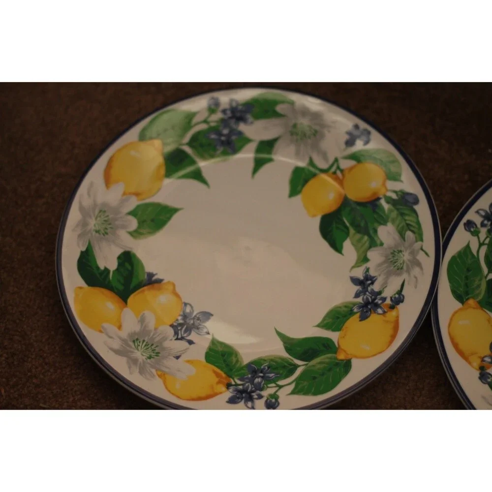 Royal Norfolk Lemon Dinner Plate Yellow Fruit Ceramic 10.5- Set of 4